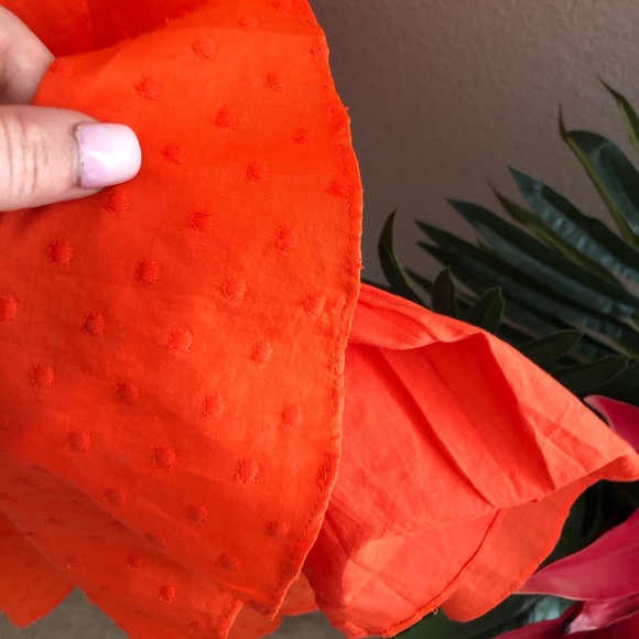 J. Crew Orange Eyelet Linen Midi Summer Dress - Picture 8 of 13